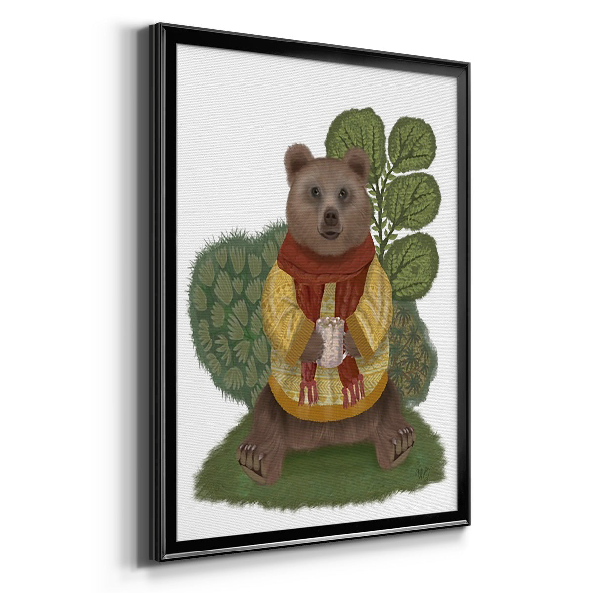 Hot Chocolate Bear - Modern Framed Canvas Print