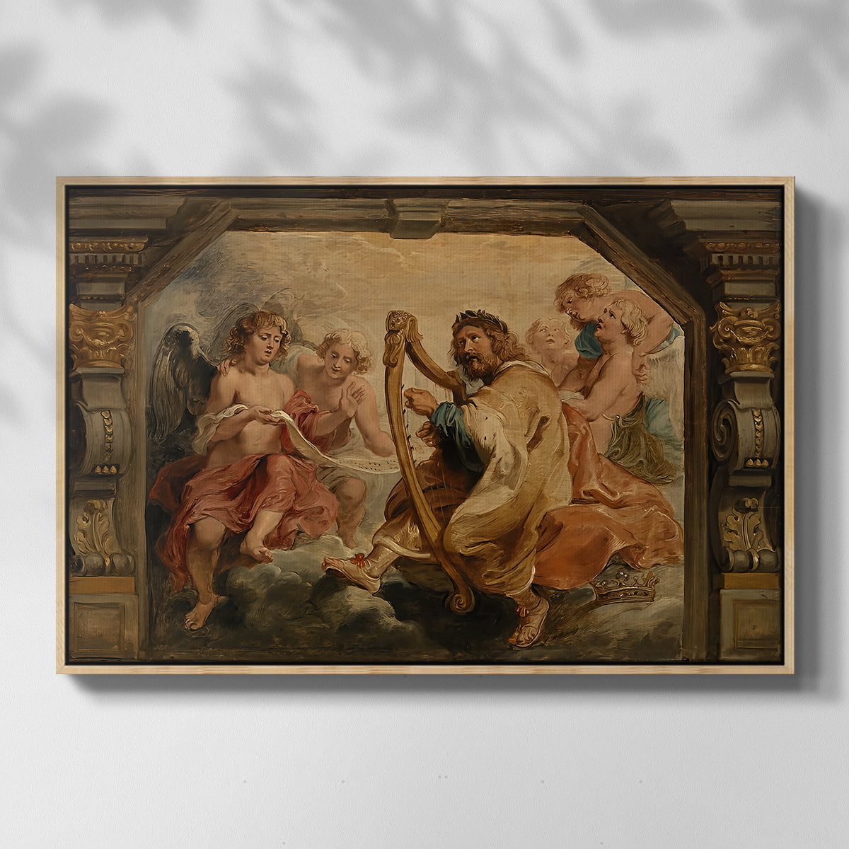 King David Playing the Harp, c. 1627-1628 - Floater Framed Canvas Print