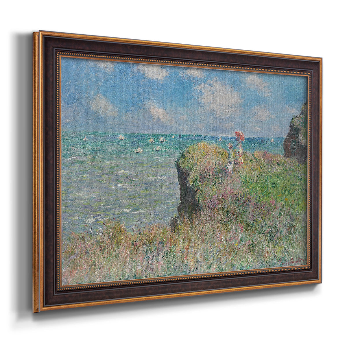 Cliff Walk At Pourville, 1882 - Ornate Framed Canvas Print