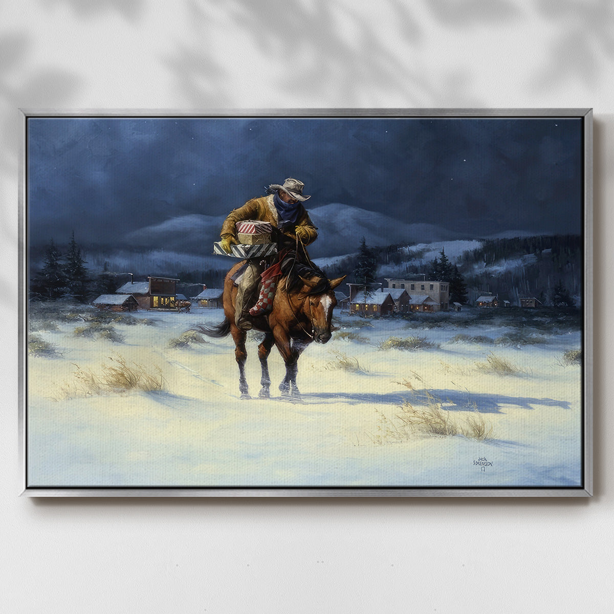 Bringing Christmas Home - Framed Gallery Wrapped Canvas in Floating Frame