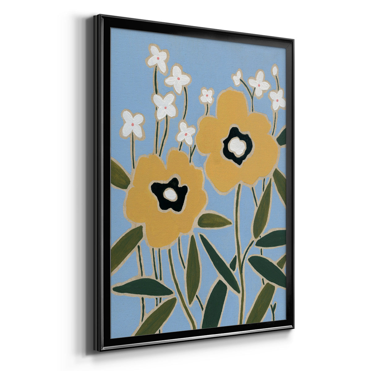 Woodblock Floral II - Modern Framed Canvas Print