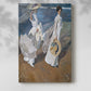 Canvas art print of a coastal composition with flowing garments and ocean breeze with a soft shadow on a white background.