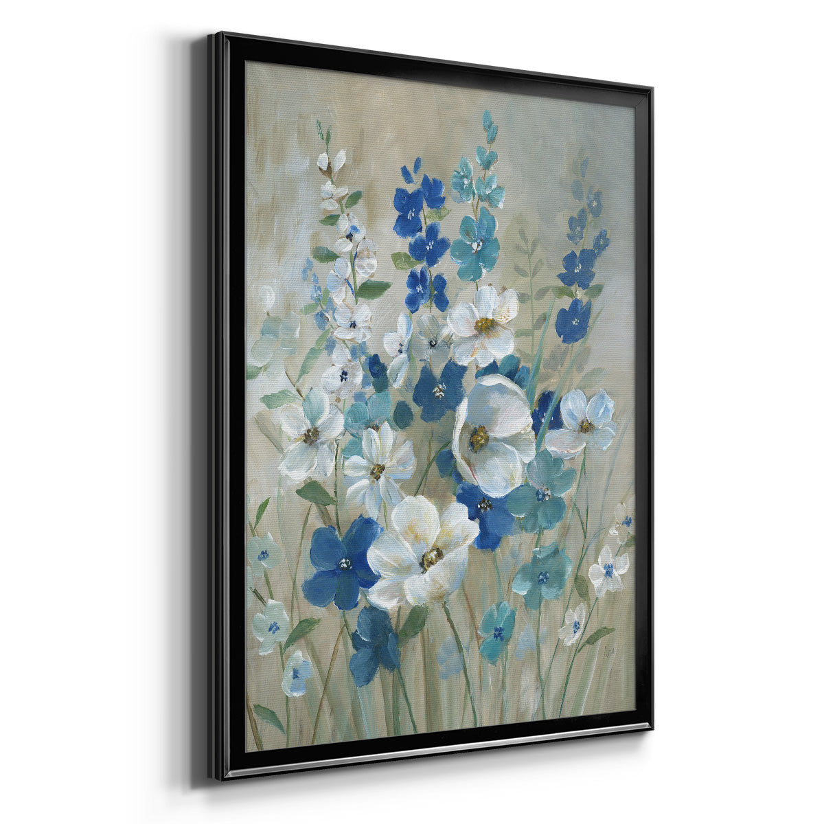 Blue Garden I - Modern Framed Canvas Print