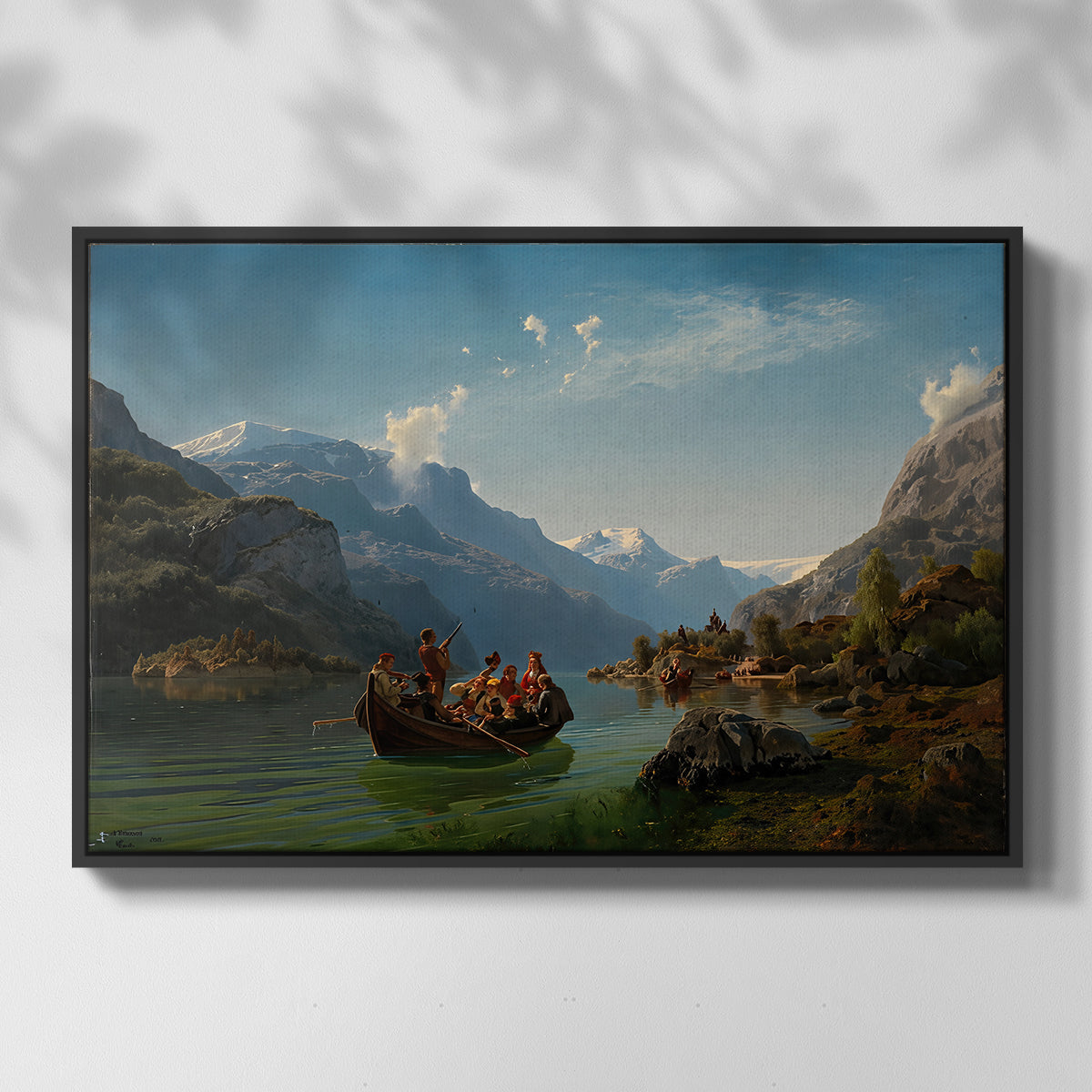 Bridal Procession on the Hardangerfjord, 1848 - Floater Framed Canvas Print