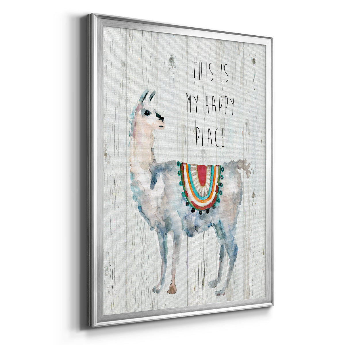 Llama Happy Place - Modern Framed Canvas Print