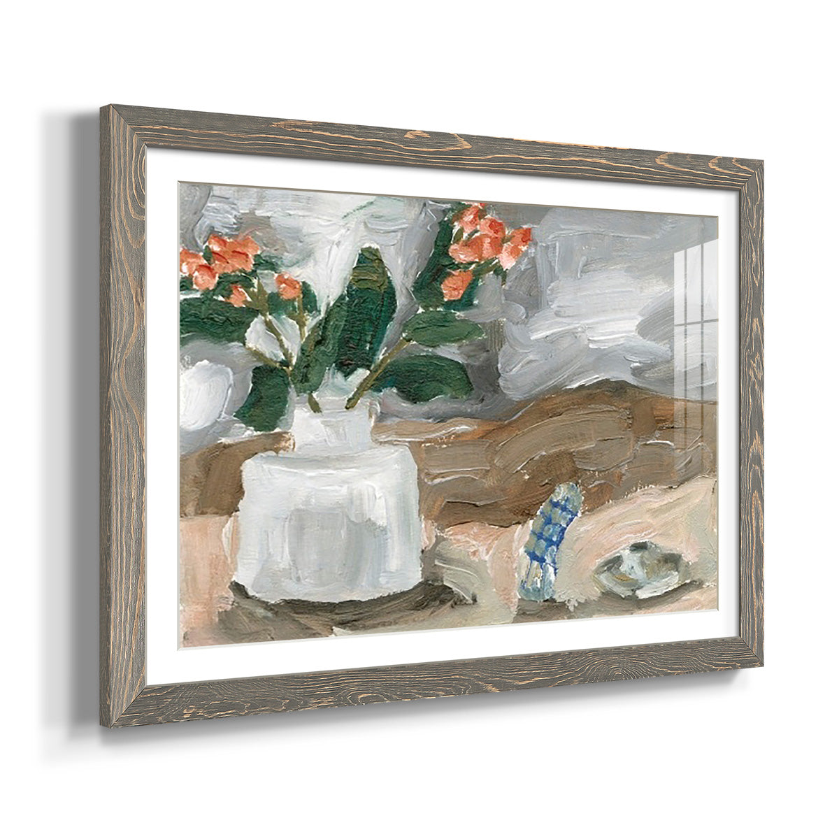 Vase of Pink Flowers III - Barnwood Framed Art Print