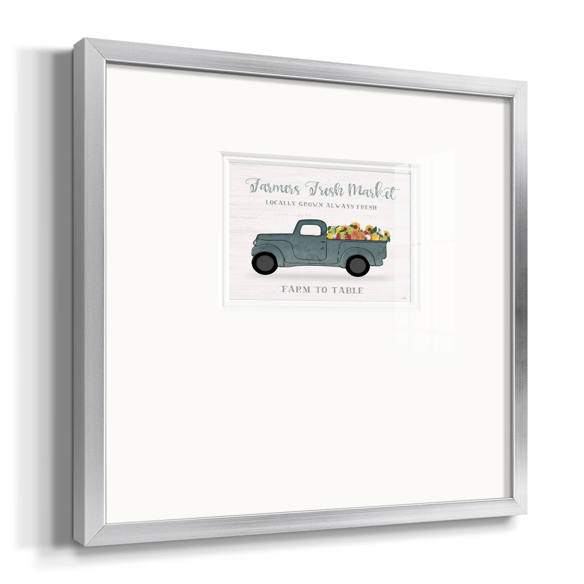 Fresh Sunflowers Truck Premium Framed Print Double Matboard