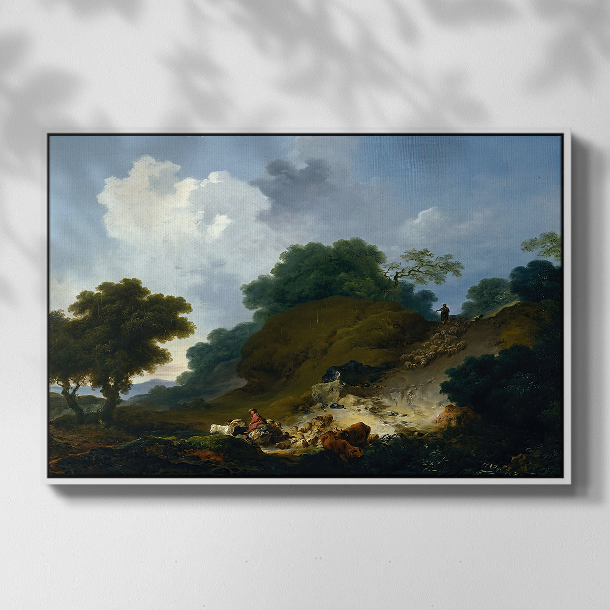 Landscape with Shepherds and Flock of Sheep, c. 1763-1765 - Floater Framed Canvas Print