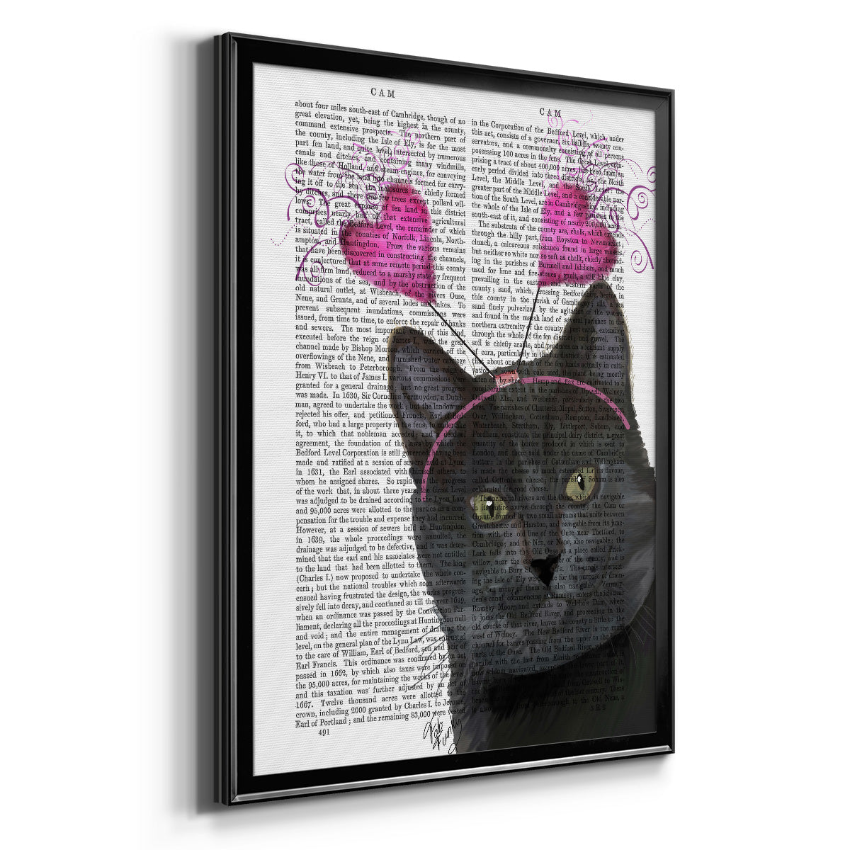 Black Cat Valentines - Modern Framed Canvas Print