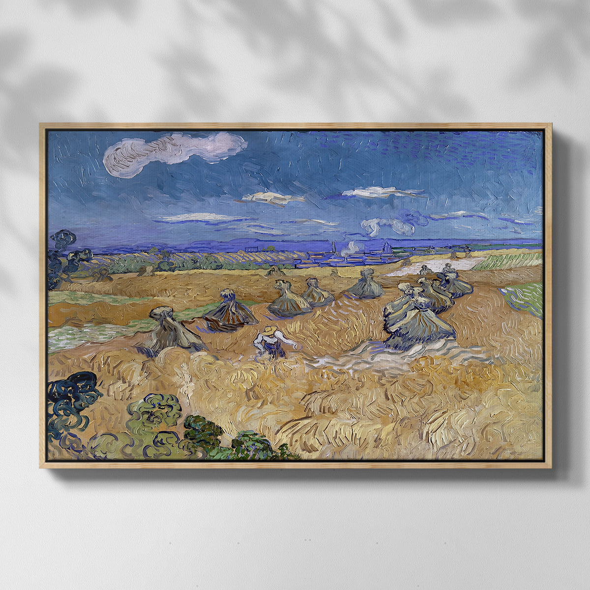 Wheat Field with Reaper, Auvers, 1888 - Floater Framed Canvas Print