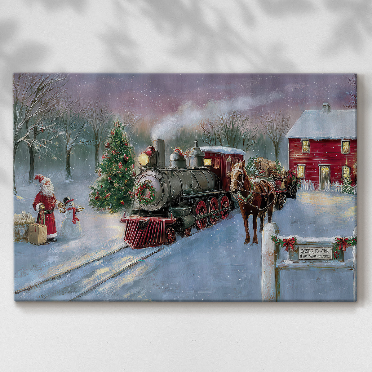 Pale Winter Nativity Hearth - Canvas Art Print