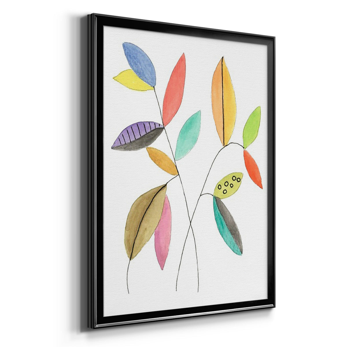 Color Pop Leaves IV - Modern Framed Canvas Print