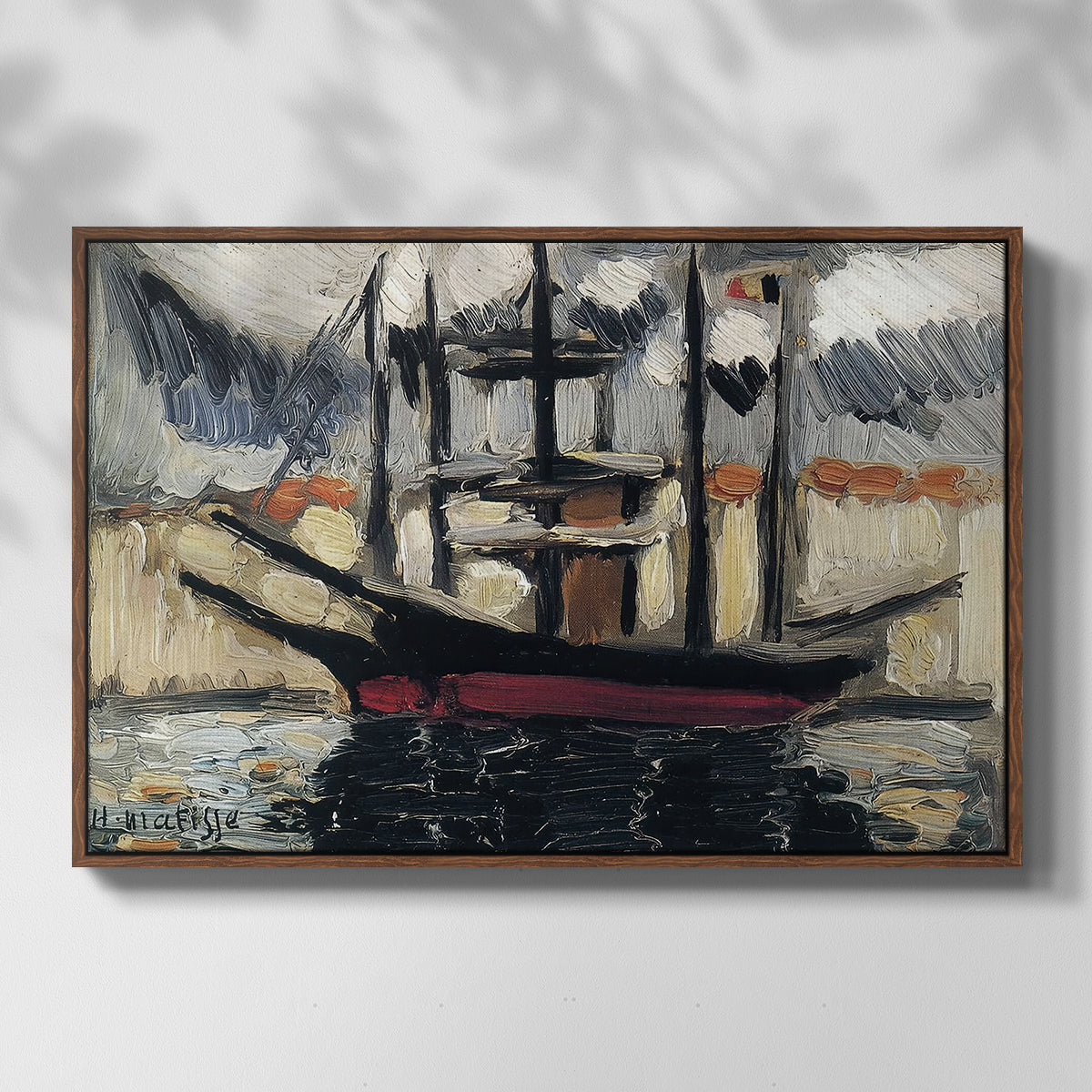 Two Boats Side by Side, Port of Marseilles, c. 1916 - Floater Framed Canvas Print