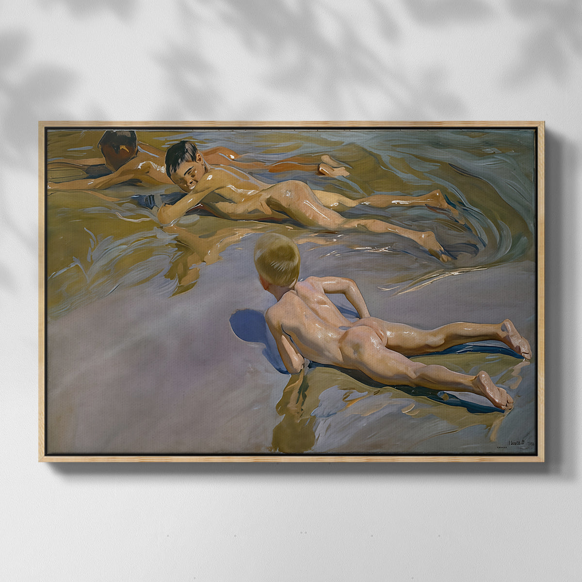 Boys on the Beach, 1910 - Floater Framed Canvas Print