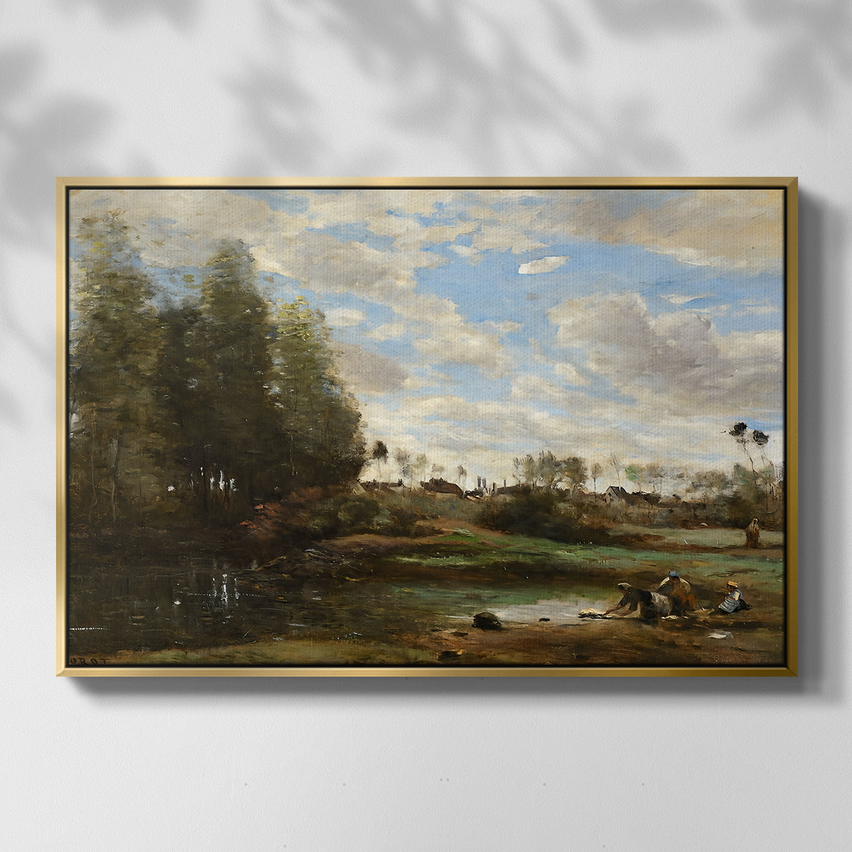 Washerwomen at the Water's Edge, c. 1860-1870 - Floater Framed Canvas Print