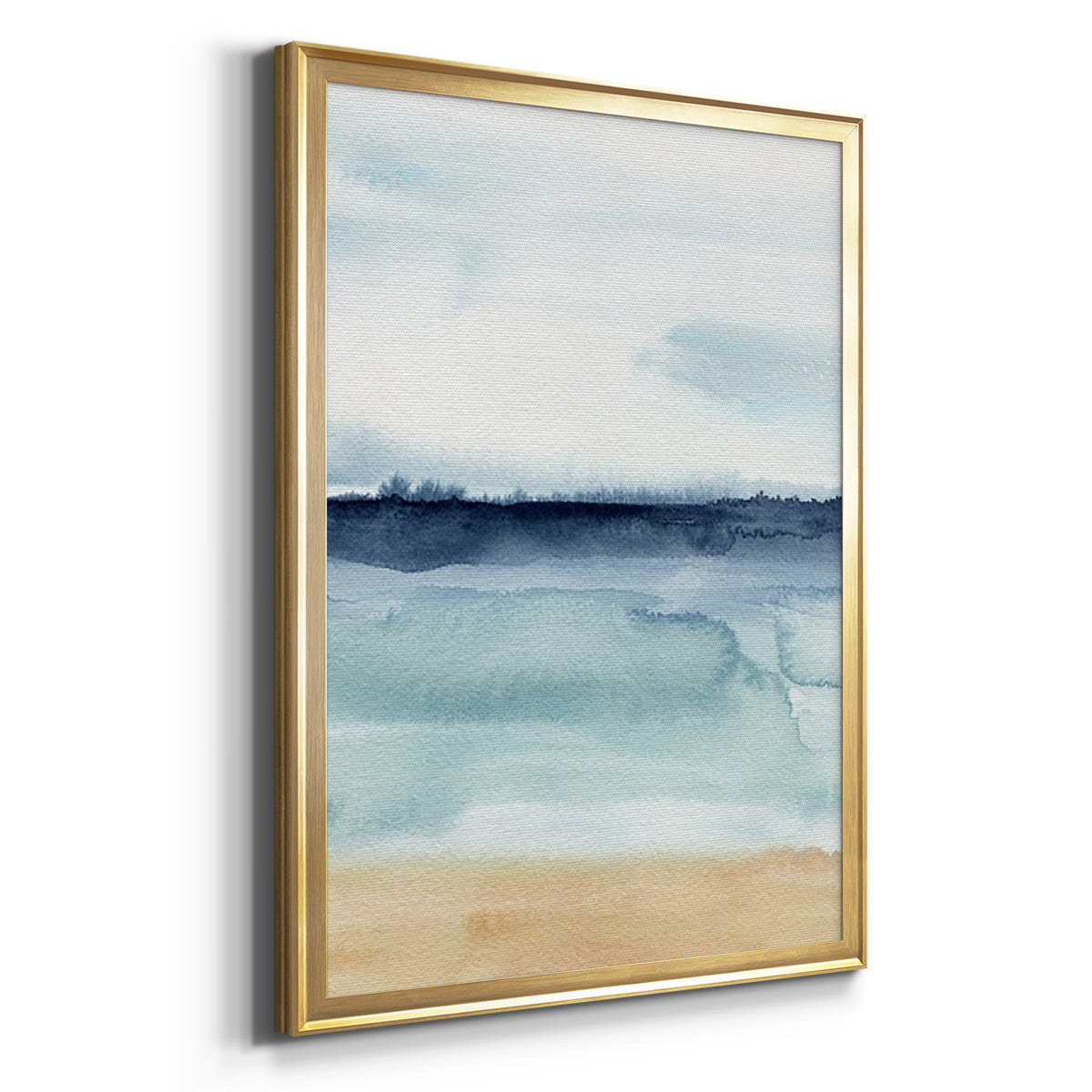 Watercolor Ocean Horizon I - Modern Framed Canvas Print