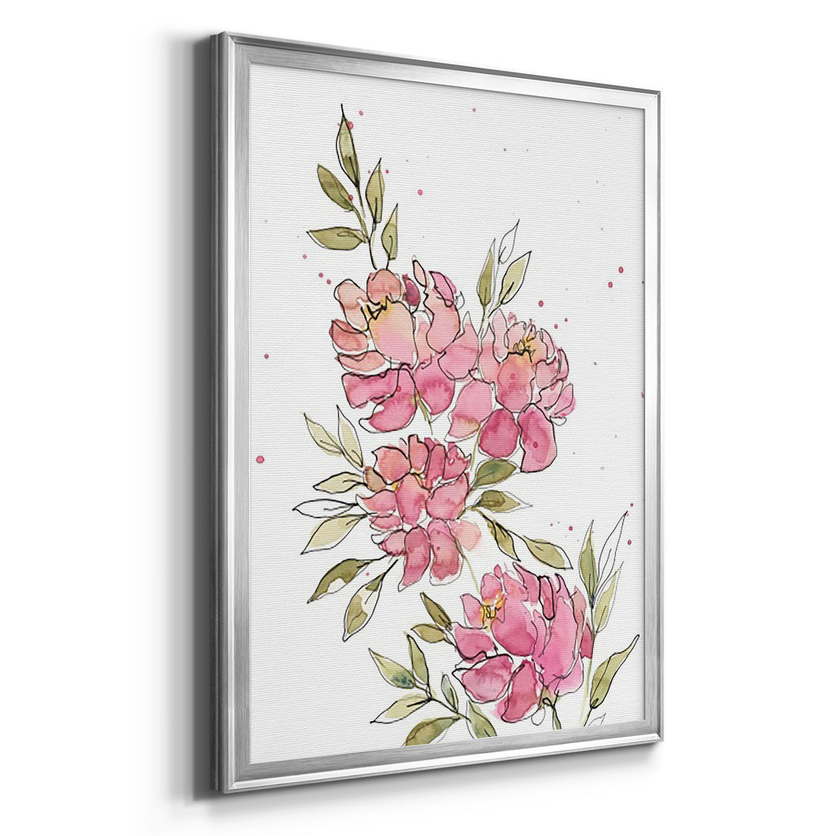 Watercolor Blooms I - Modern Framed Canvas Print