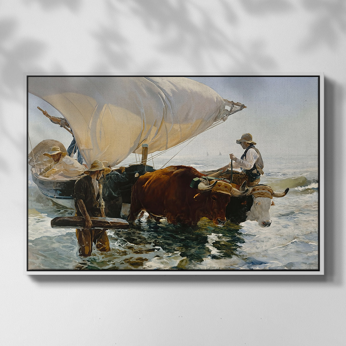The Return from Fishing: Hauling the Boat, 1894 - Floater Framed Canvas Print
