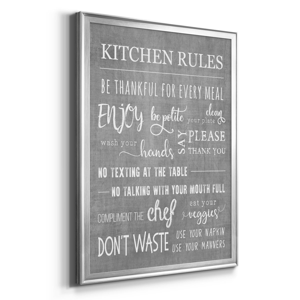 Neutral Kitchen Rules - Modern Framed Canvas Print