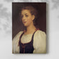 Canvas art print of a gentle female portrait with smooth shading and calm gaze with a soft shadow on a white background.