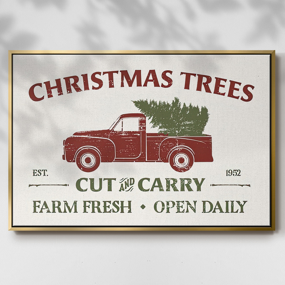 Christmas Farm Sign Collection A - Framed Gallery Wrapped Canvas in Floating Frame