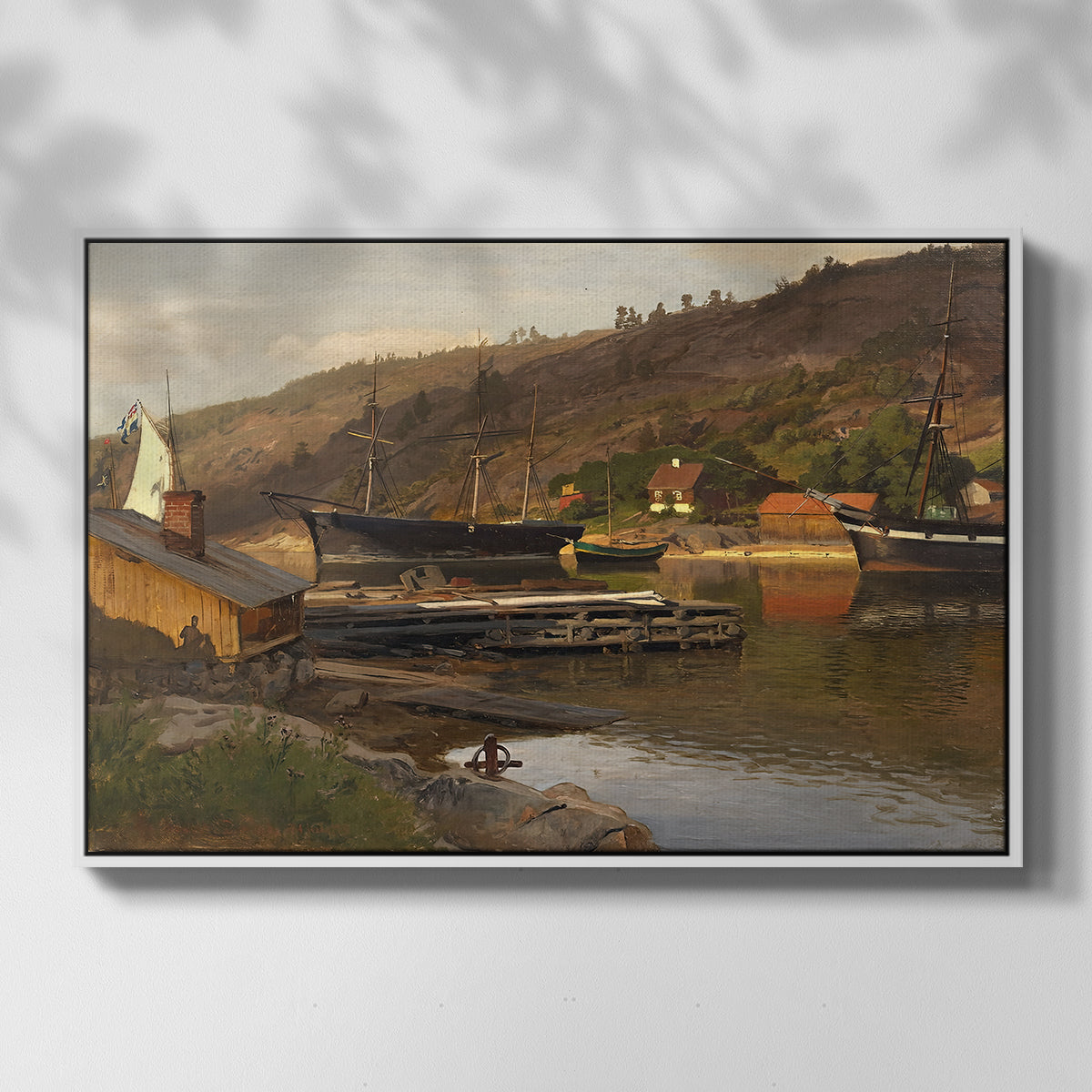 Landingsbrygge Husvik, Drøbak, 1875 - Floater Framed Canvas Print