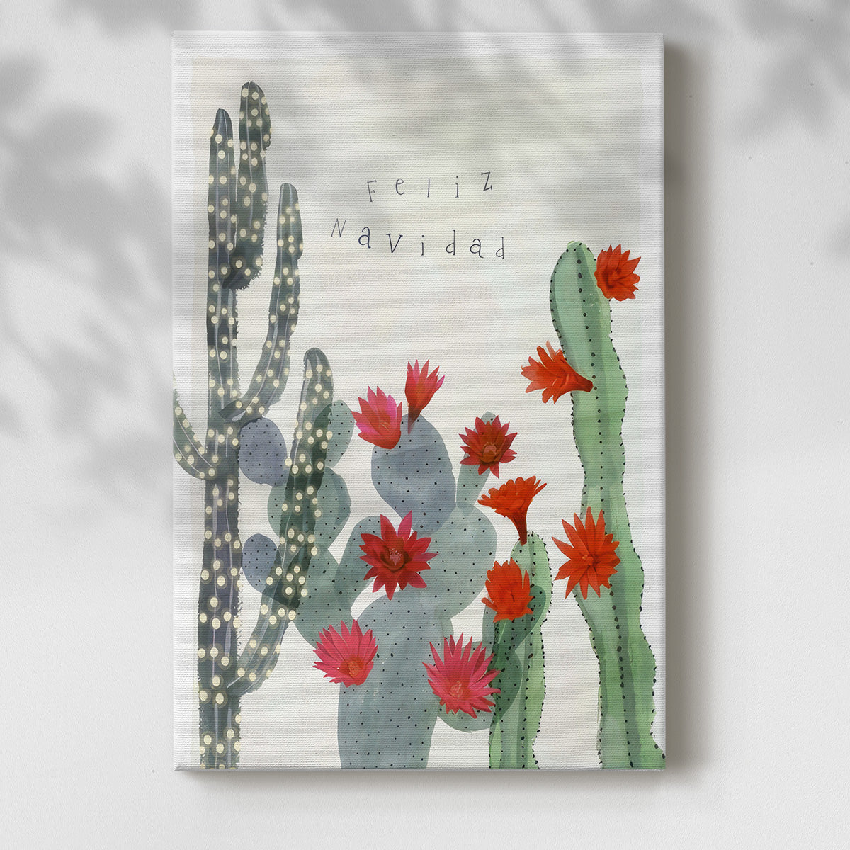 Desert Christmas Cactus II - Gallery Wrapped Canvas