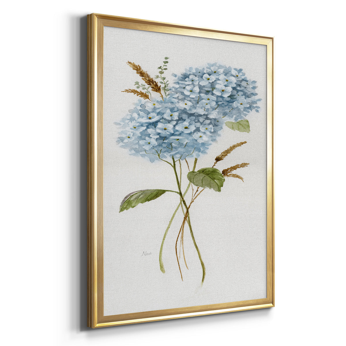 Petite Blue Hydrangea I - Modern Framed Canvas Print