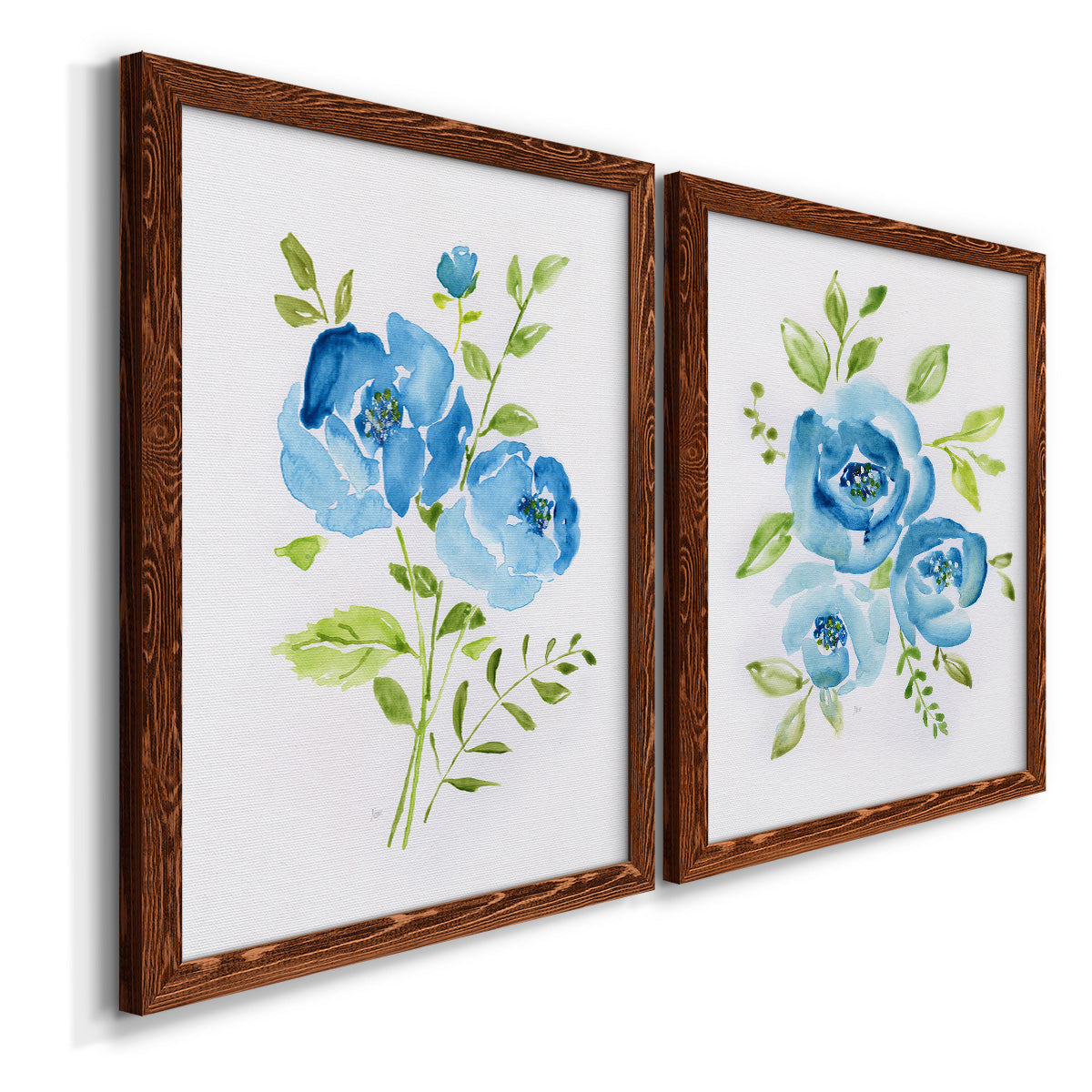 Blue Morning Bouquet I - Premium Framed Canvas 2 Piece Set - Ready to Hang