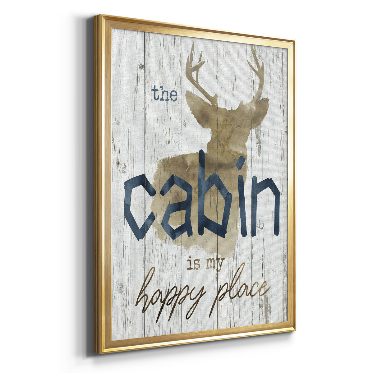 Happy Place Cabin - Modern Framed Canvas Print