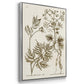 Sepia Botanical Journal I - Framed Premium Gallery Wrapped Canvas L Frame 3 Piece Set - Ready to Hang