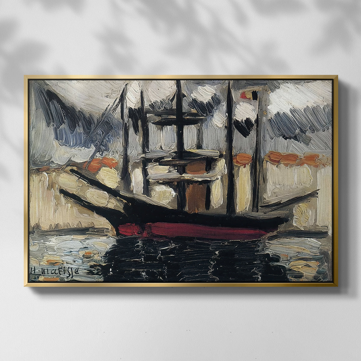 Two Boats Side by Side, Port of Marseilles, c. 1916 - Floater Framed Canvas Print