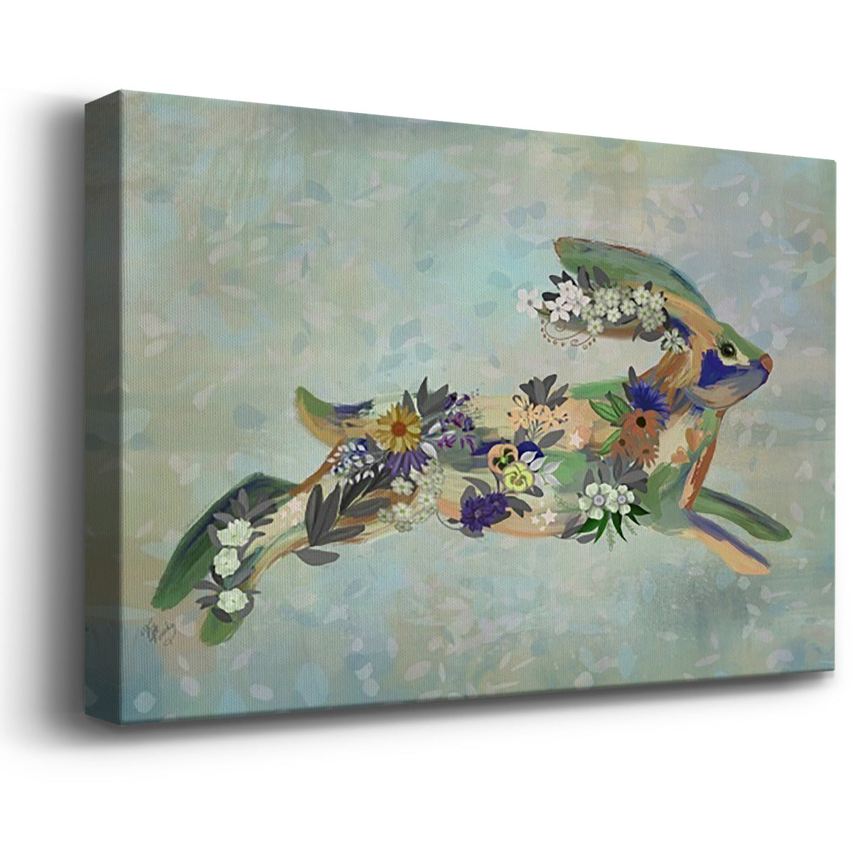 Fantastic Florals Hare, Running - Canvas Art Print