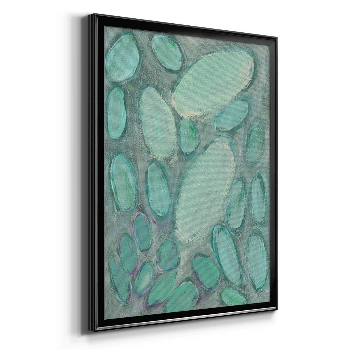 Blue Orbs II - Modern Framed Canvas Print
