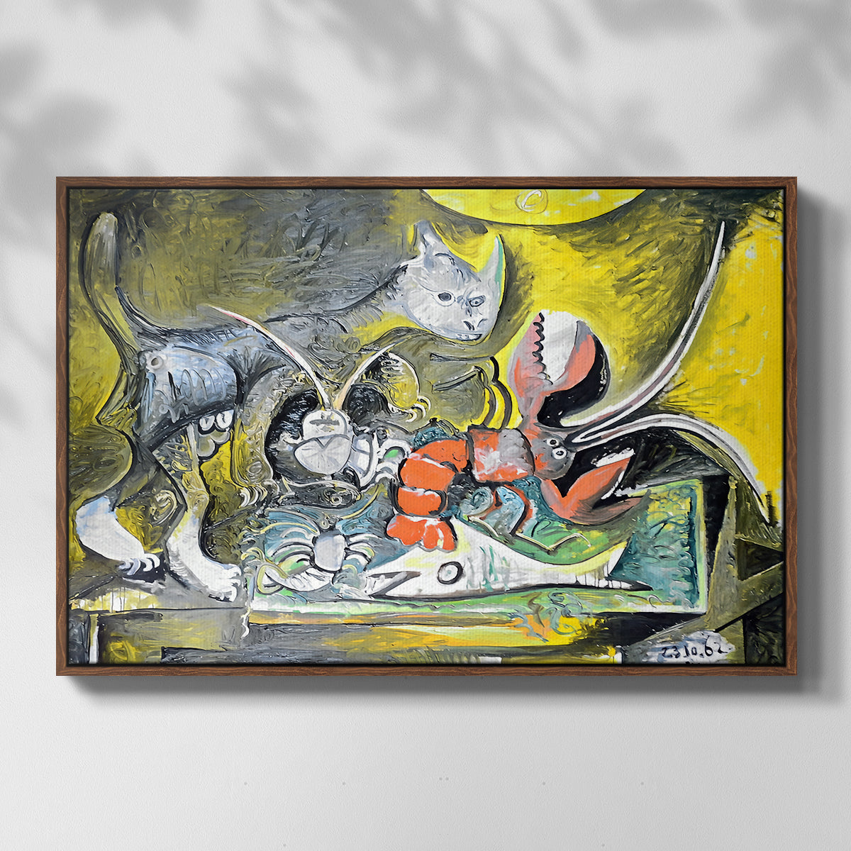 Still Life with Cat and Lobster, 1962 - Floater Framed Canvas Print