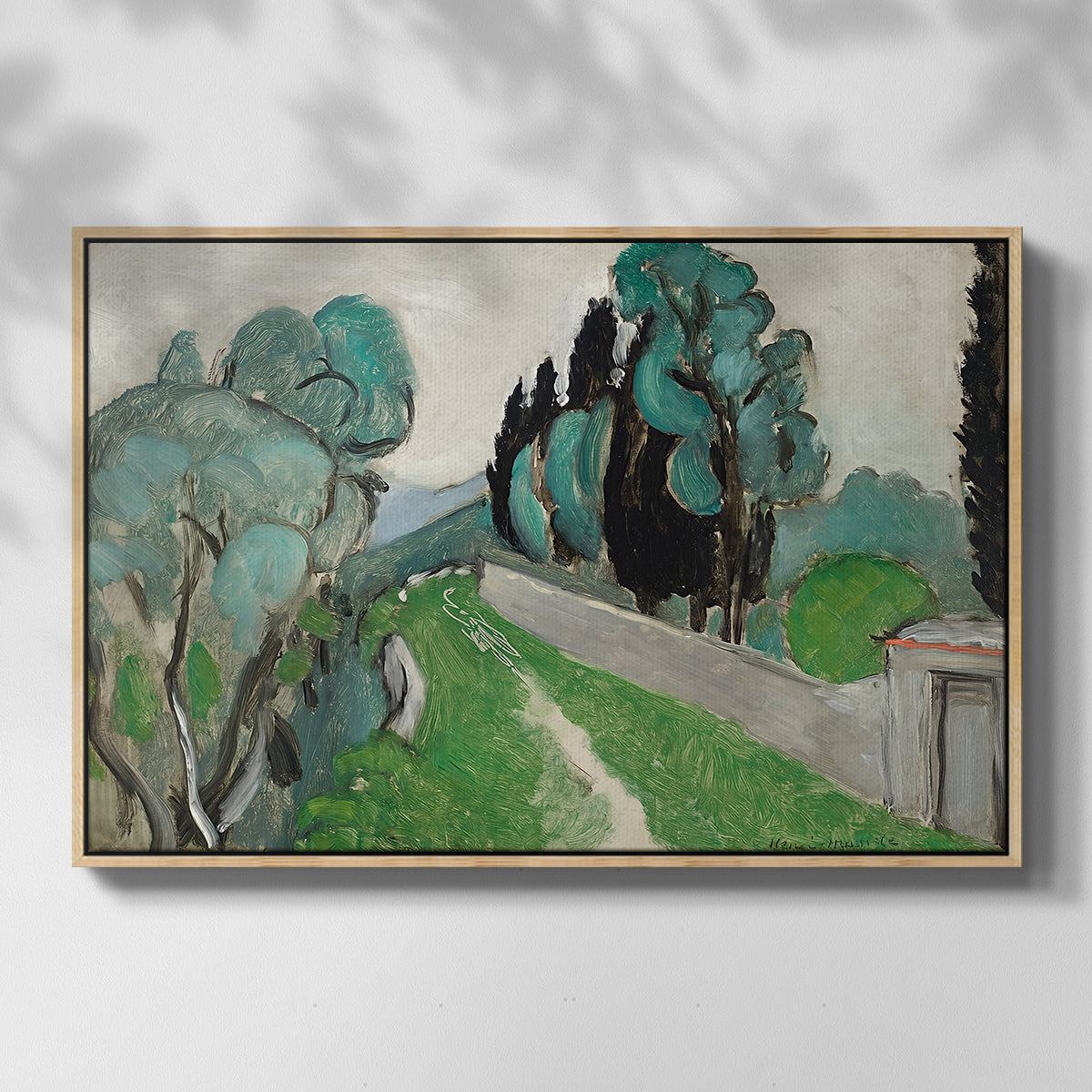 Landscape with Cypresses and Olive Trees near Nice, c. 1918 - Floater Framed Canvas Print