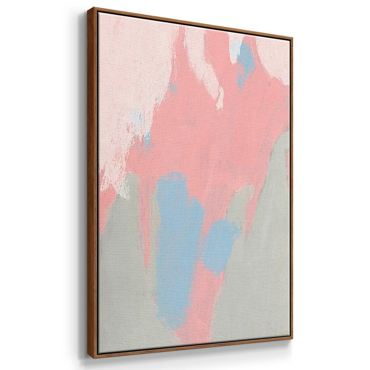 Blushing Abstract I - Framed Premium Gallery Wrapped Canvas L Frame 3 Piece Set - Ready to Hang