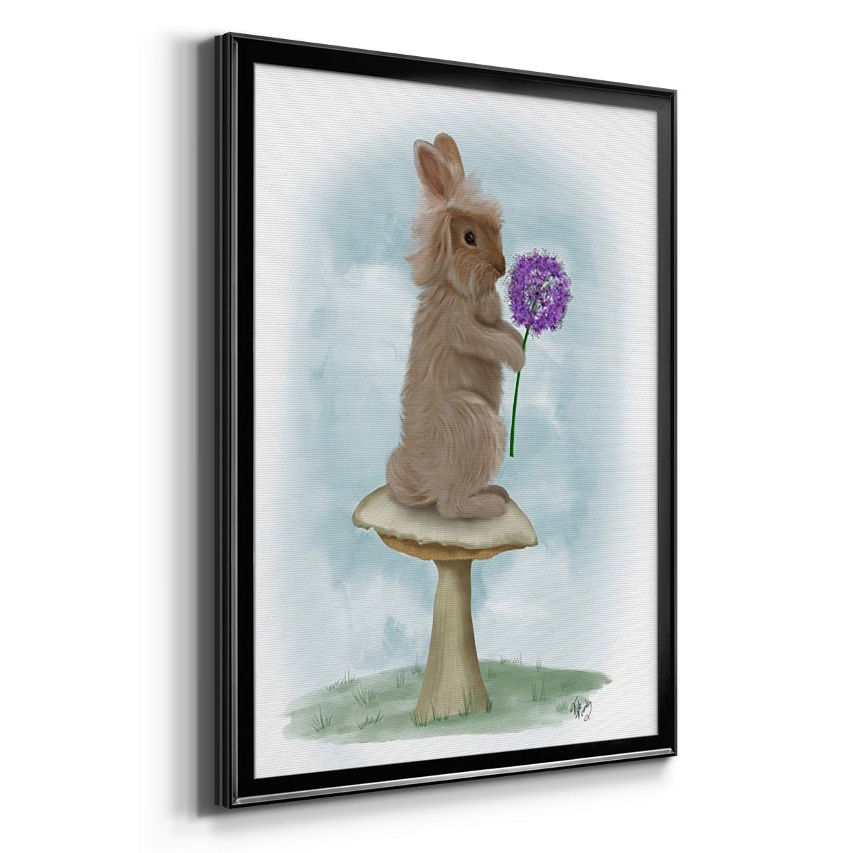 Rabbit and Agapanthus - Modern Framed Canvas Print