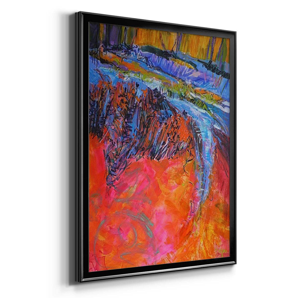 Vibrant Flow I - Modern Framed Canvas Print