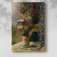 Canvas art print of a floral arrangement with bold tones and loose brushwork with a soft shadow on a white background.