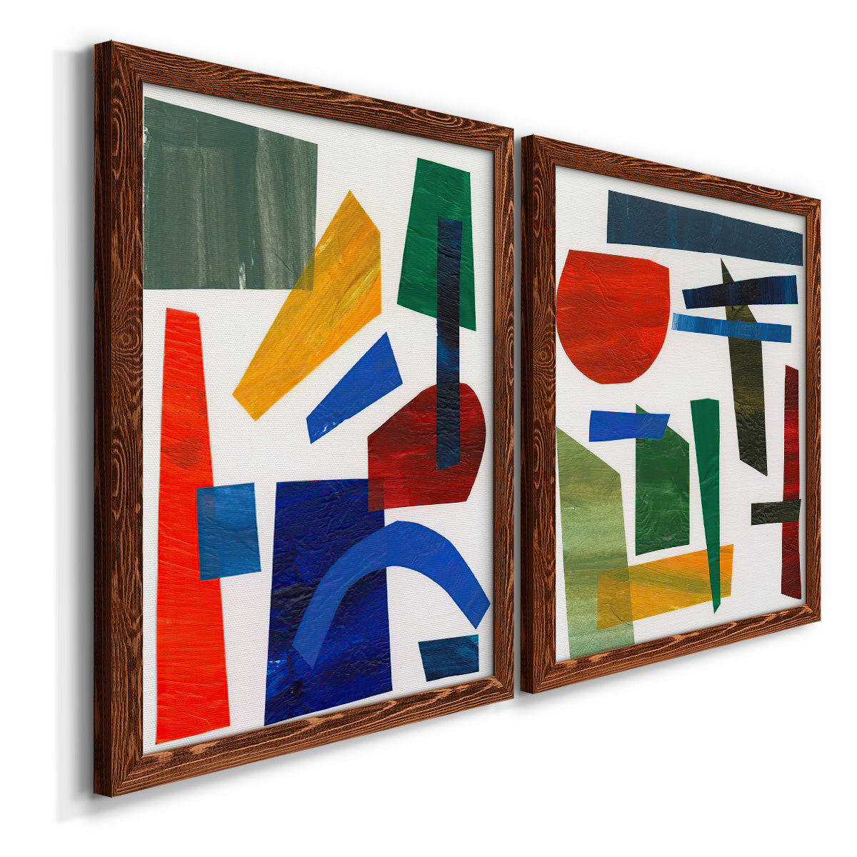 Colorful Shapes I - Premium Framed Canvas 2 Piece Set - Ready to Hang