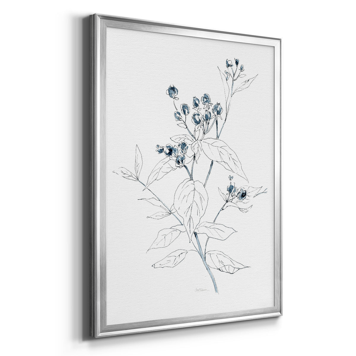 Indigo Sketch I - Modern Framed Canvas Print