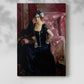 Canvas art print of a refined figure in formal attire with luminous tones with a soft shadow on a white background.