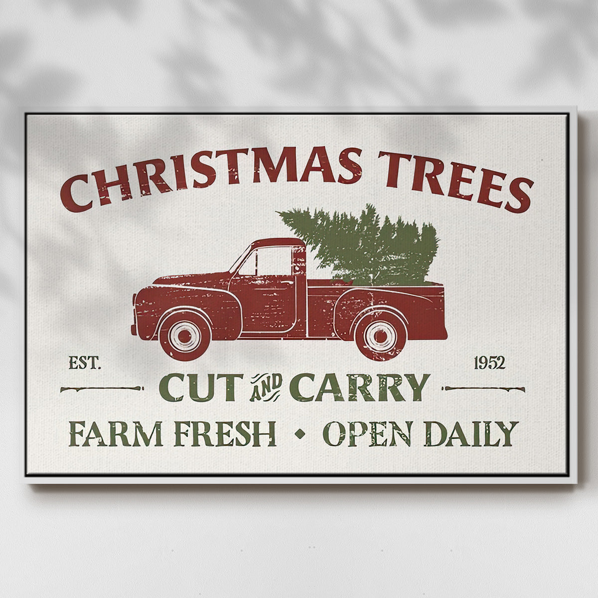 Christmas Farm Sign Collection A - Framed Gallery Wrapped Canvas in Floating Frame