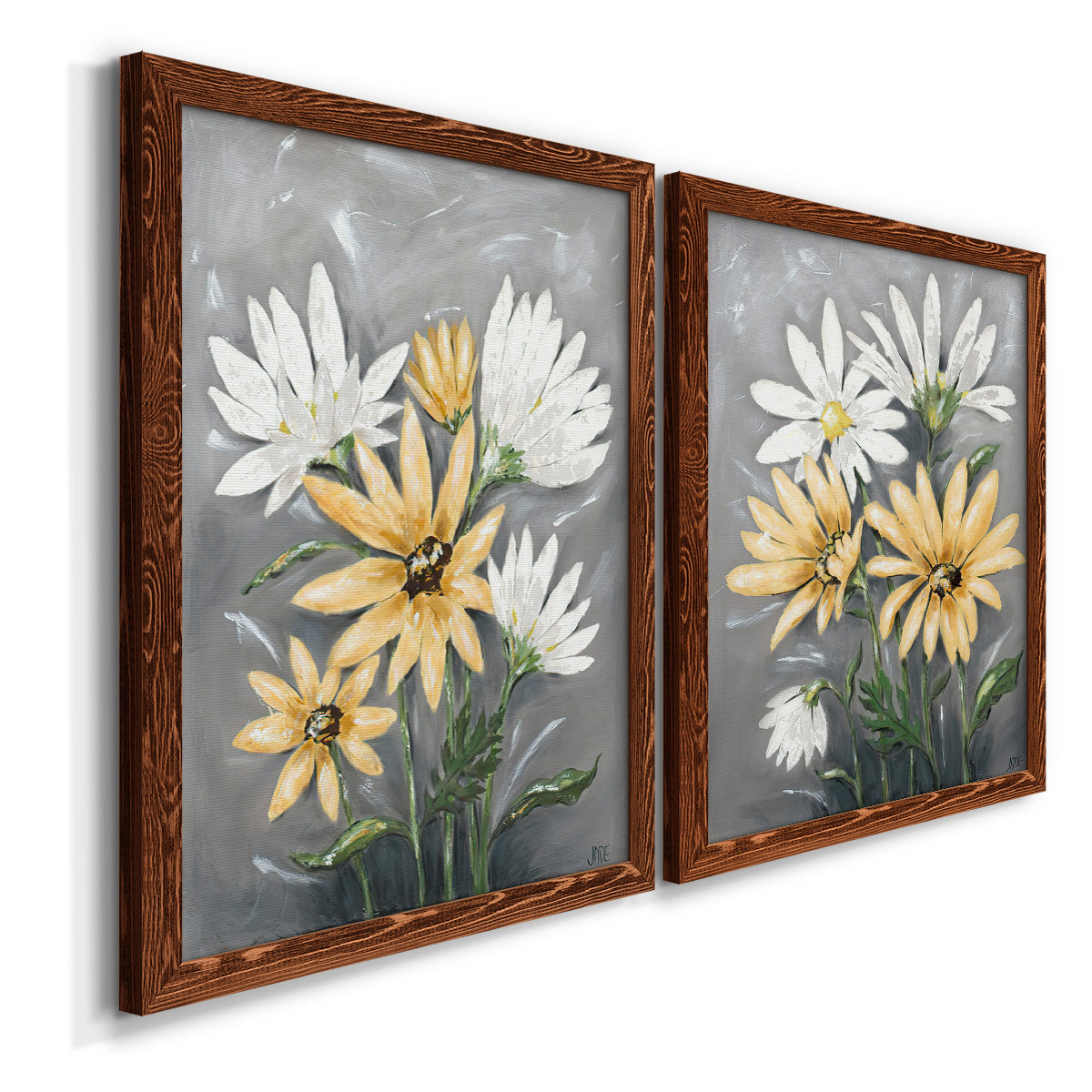 Summer Daisies I - Barnwood Framed Canvas Set
