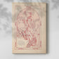 Canvas art print of a stylized female figure surrounded by blossoms and gentle tones with a soft shadow on a white background.