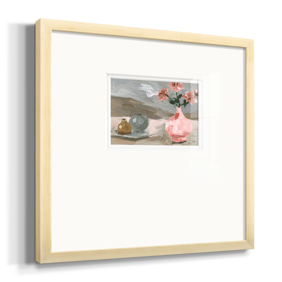 Vase of Pink Flowers VI Premium Framed Print Double Matboard