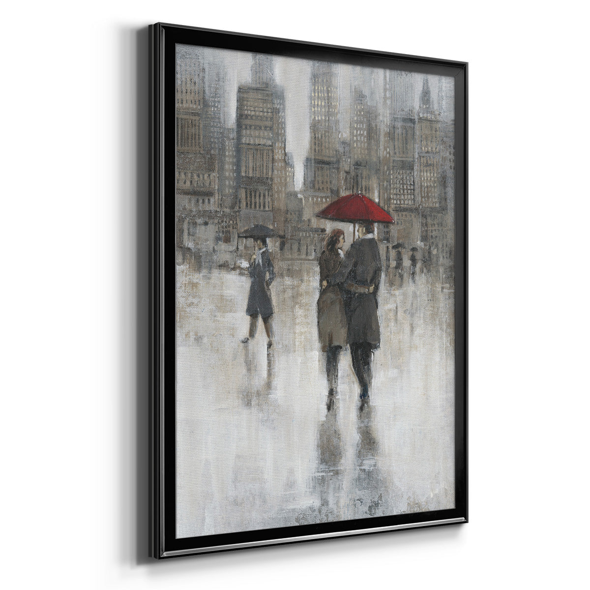 Rain in The City II - Modern Framed Canvas Print