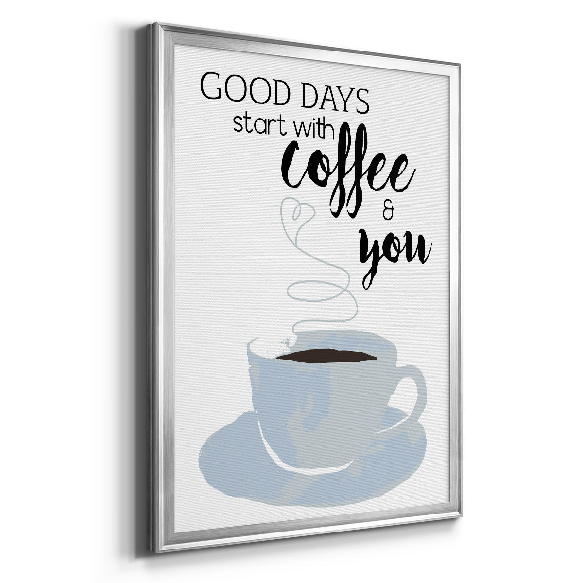 Start With Coffee & You - Modern Framed Canvas Print