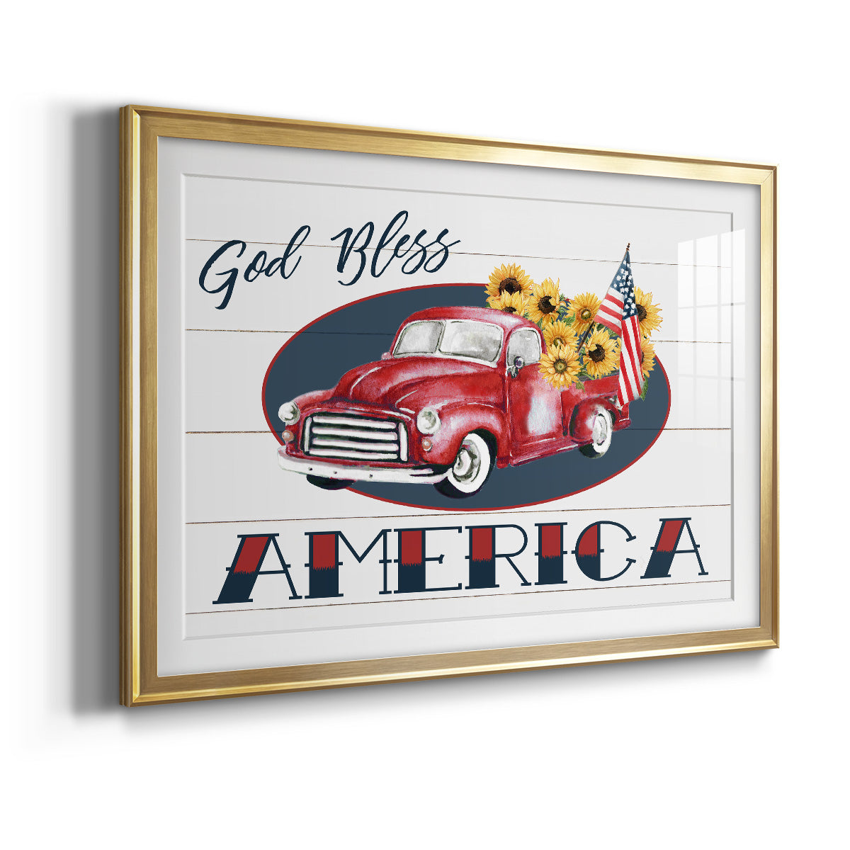 God Bless America Truck Premium Framed Print - Ready to Hang